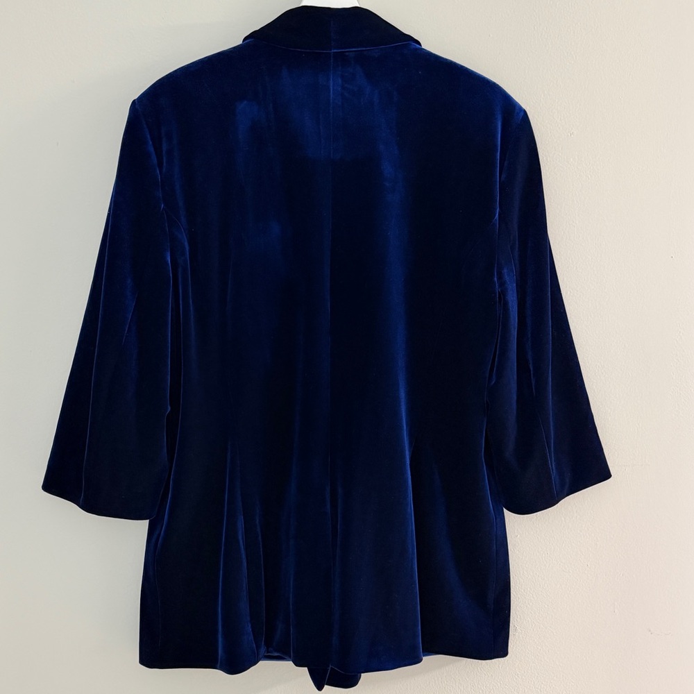 INC International Concepts Women XXL Royal Blue Velvet Shawl Lapel Lined Blazer - Picture 4 of 15